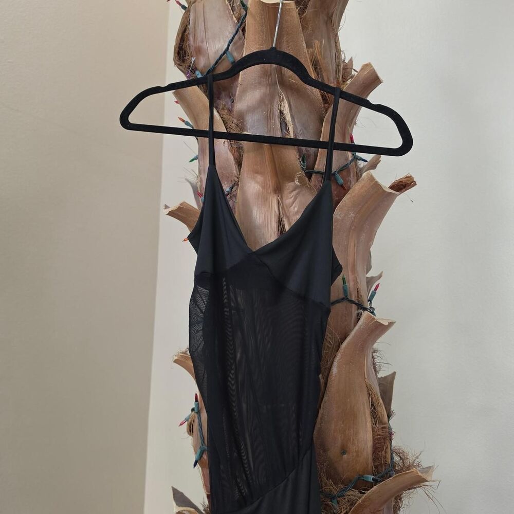 Black Sheer Panel Cut Out Maxi Dress
